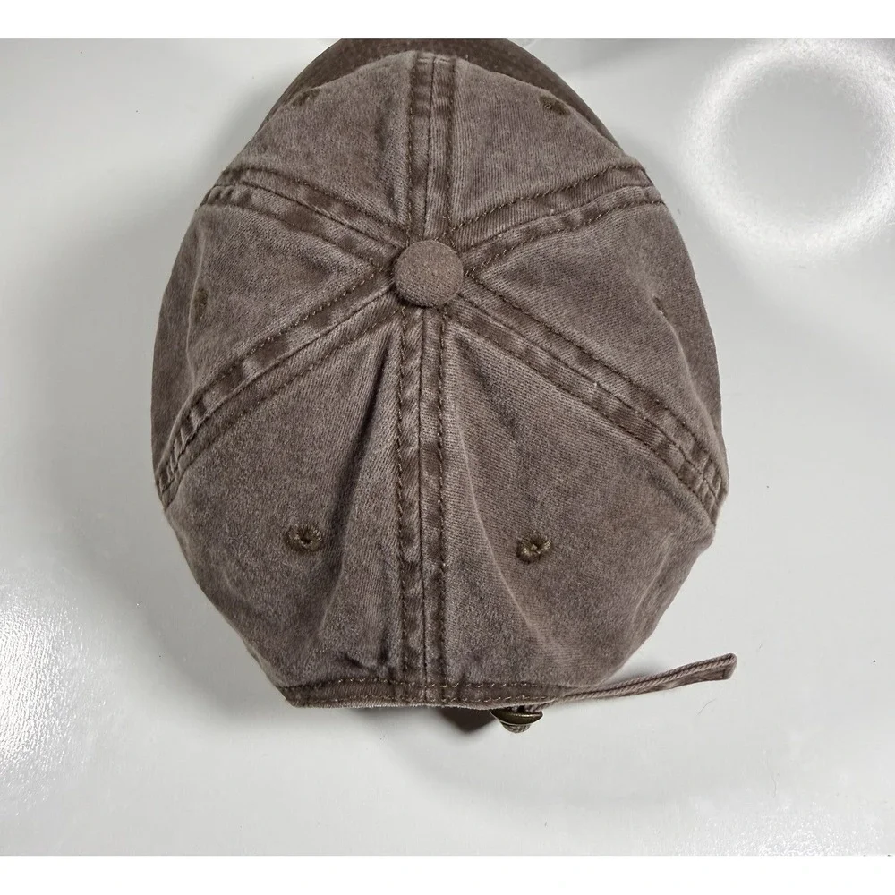 Time and Tru Brown Washed Cotton Camp More Worry Less Baseball Hat Adjustable